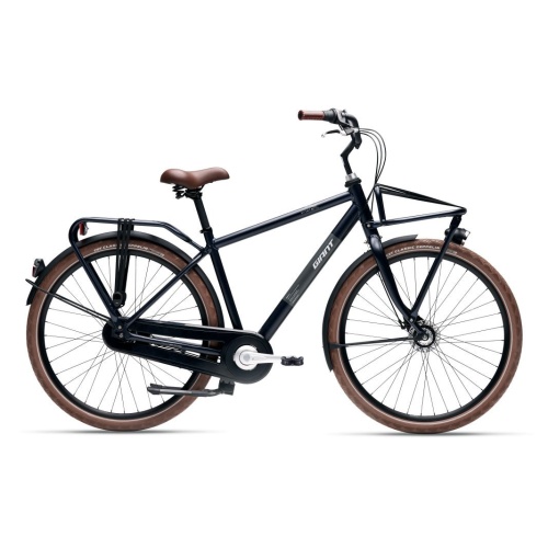 Giant Triple X 1 GTS transportfiets met voordrager en robuust frame in een stedelijke omgeving.