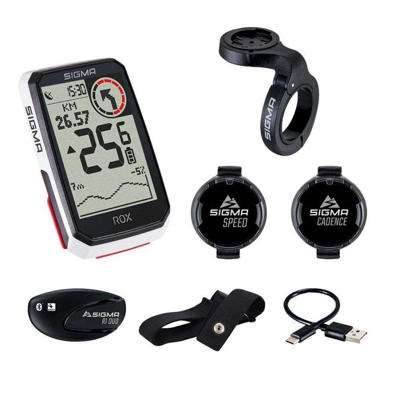 Sigma fietscomputer ROX 4.0 GPS White HR +sensoren