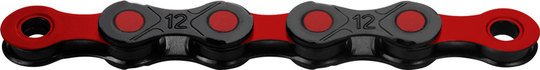 Kmc ketting DLC12 black/red 126s waxed