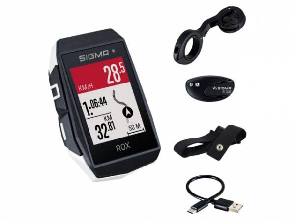 Sigma fietscomputer ROX 11.1 EVO GPS White HR set